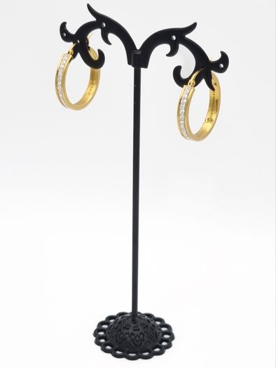 Gold Bonded 925 Sterling Silver & CZ Hoop Earrings