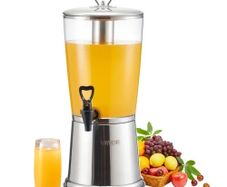 Beverage Dispenser, 8L Drink Dispenser for Parties, Stainless Steel + Plastic Juice Dispensers with Spigot Ice Chamber