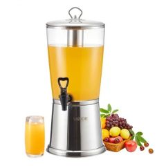 Beverage Dispenser, 8L Drink Dispenser for Parties, Stainless Steel + Plastic Juice Dispensers with Spigot Ice Chamber