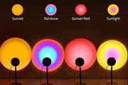 Sunset Red LED Projection Floor Lamp, Romantic LED Sunset Projector Lamp Rainbow Atmosphere Light Night Light for Bedroom Livingroom Party Bar Store, USB Charging
