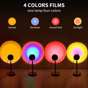 Sunset Red LED Projection Floor Lamp, Romantic LED Sunset Projector Lamp Rainbow Atmosphere Light Night Light for Bedroom Livingroom Party Bar Store, USB Charging