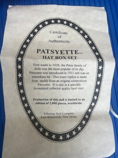 Vintage Effanbee Patsyette Hat Box Doll
