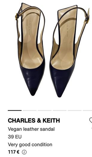 CHARLES & KEITH black suede wide strap high heels Sz 39 ( Fit 6-6.5 UK) - Rrp 153 (New)