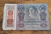 Austria-Hungary, 50 Kronen banknote, 2 January 1914, circulated, with overprint - free standard postage