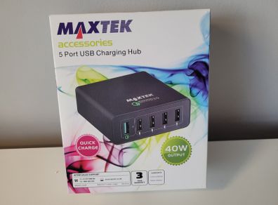 40W Maxtek Mains Powered 5 Port USB Charging Hub USB 2.0/USB 3.0