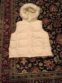 Gap Down Body Warmer with detachable faux fur and hood, size-L(14)