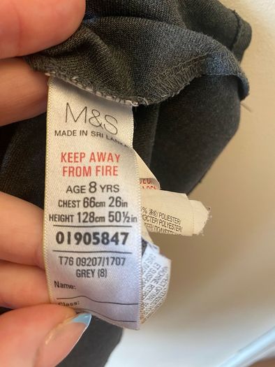 M&S grey pinafore (as new) age 8