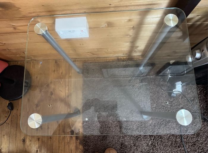 Clear Glass 2 shelf table/stand with wheels
