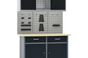 Workbench with Three Wall Panels and One Cabinet