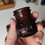 143 - Set of 4 Vintage 2oz Bovril Dark Brown Glass Embossed Letters Collectible Decorative Jars Image 10