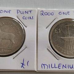 2 x Millennium one Punt Irish coins both variants in very good condition with FREE STANDARD POSTAGE INCLUDED
