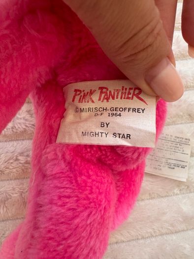 Vintage Pink Panther Plush Soft 1964 Mirisch-Geoffrey Mighty Star approx. 27 cm. Loose Head Used Dirty Please see photos