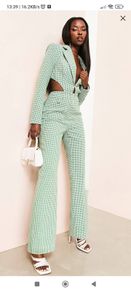 ASOS luxe edition green wool jumpsuit playsuit 6 Xs Patrick's parade