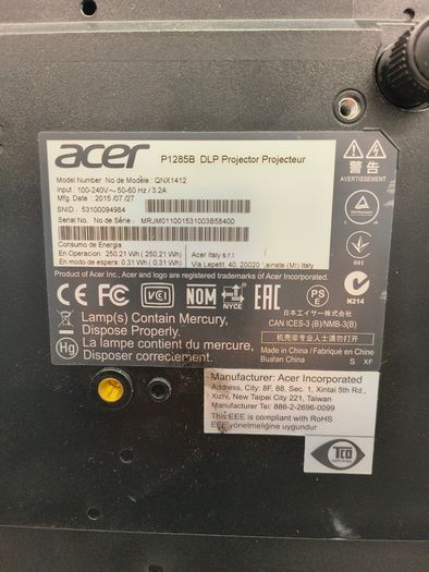Acer P1285 3600 Lumens Desktop DLP Home Theater Projector 3D Ready (Lamp Hour Elapse: 23)