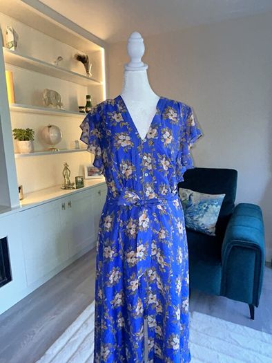 Ladies Blue Short Sleeve Floral Dress from Monsoon