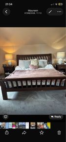 King size oak bed with 2 locker