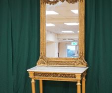 Grand Neoclassical Gilt Console & Mirror with Marble Top