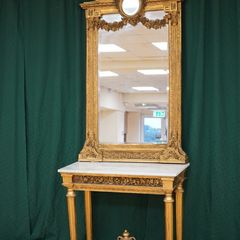 Grand Neoclassical Gilt Console & Mirror with Marble Top