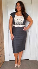 Brand Gold Grey Ivory Beaded Occasion Dress  Size 16