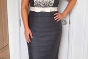 Brand Gold Grey Ivory Beaded Occasion Dress  Size 16