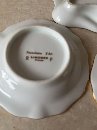 Limoges France 0porcelainTrinket Dish & 2 Limoges Ashtrays