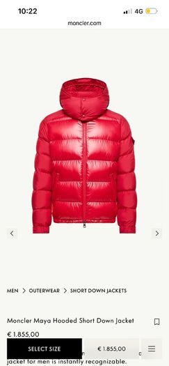 moncler maya red jacket (medium)