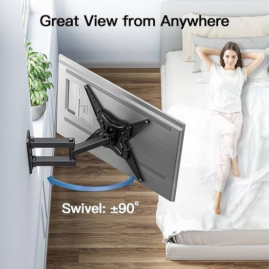 TV Wall Bracket Swivel Tilt Extend, Universal TV Bracket Wall Mount for 26-60 Inch Flat/Curved TVs, Adjustable TV Bracket Holds up to 32KG Max.VESA 400x400mm