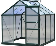 Clear Polycarbonate Greenhouse Large Walk-In Green House Garden Plants Grow Galvanized Base Aluminium Frame w/ Slide Door (6 x 6ft)