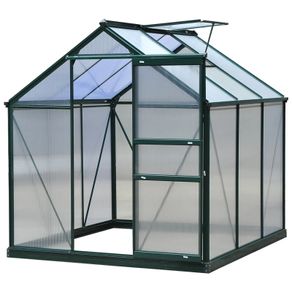 Clear Polycarbonate Greenhouse Large Walk-In Green House Garden Plants Grow Galvanized Base Aluminium Frame w/ Slide Door (6 x 6ft)