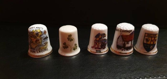 Collection of Bone China Irish Themed Thimbles