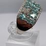 Beautiful Blue Apatite , White Zircon Cluster Ring in rhodium Sterling Silver Image 9