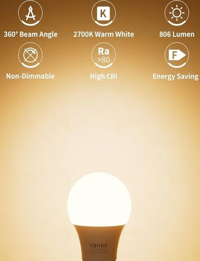 Light Bulb 60w Equivalent, B22 LED Bulbs Warm White 2700K, Non-Dimmable 9w Energy Saver Lightbulb, 806 Lumen, 3-Pack