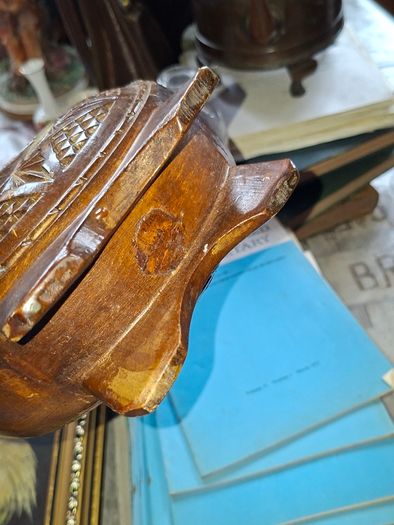 Beautiful Old Large Hand Carved Wooden Flask., Postage Available or Collection, Lots more Antiques and Collectables including Oil Lamps in my other ads,
