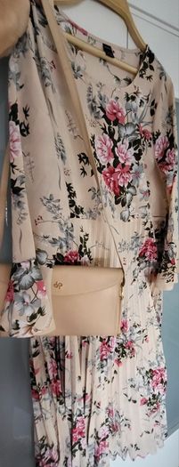 SHEIN floral pleated midi Sz L ( Fit 14-16UK)