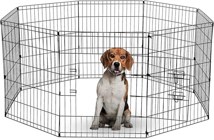 8 Panel Playpen Suitable for Dogs/Puppies/Cats & Rabbits foldable ideal for Indoor/Outdoor use puppy play pen (76cm, Black)