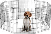 8 Panel Playpen Suitable for Dogs/Puppies/Cats &amp; Rabbits foldable ideal for Indoor/Outdoor use puppy play pen (76cm, Black)