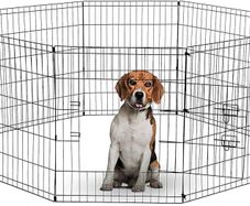 8 Panel Playpen Suitable for Dogs/Puppies/Cats & Rabbits foldable ideal for Indoor/Outdoor use puppy play pen (76cm, Black)