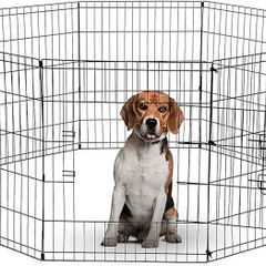 8 Panel Playpen Suitable for Dogs/Puppies/Cats & Rabbits foldable ideal for Indoor/Outdoor use puppy play pen (76cm, Black)