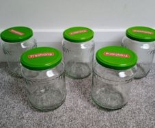 5 Identical Glass Jars With Lids