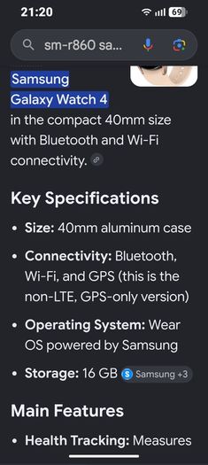 Samsung galaxy 4 smart watch 40mm