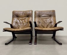 Superb Mid-Century Norwegian Lounge Chairs with Footstool Attributed to Elsa & Nordahl Solheim