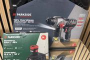 Parkside Performance 12V Cordless Brushless Hammer Drill And Accessories. Indoor Outdoor Maintenance DIY Concrete Demolition Building