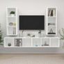 Wall-mounted TV Cabinets 4 pcs White Chipboard Image 5