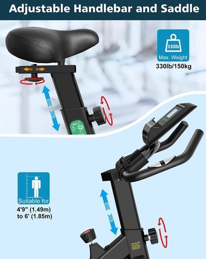 Exercise Bike Magnetic Resistance Indoor Cycling Bike with 26lb Flywheel, Pulse Sensor, Adjustable Saddle Handlebar and Emergency Brake, Silent Stationary Bikes for Home (FREE POSTAGE)
