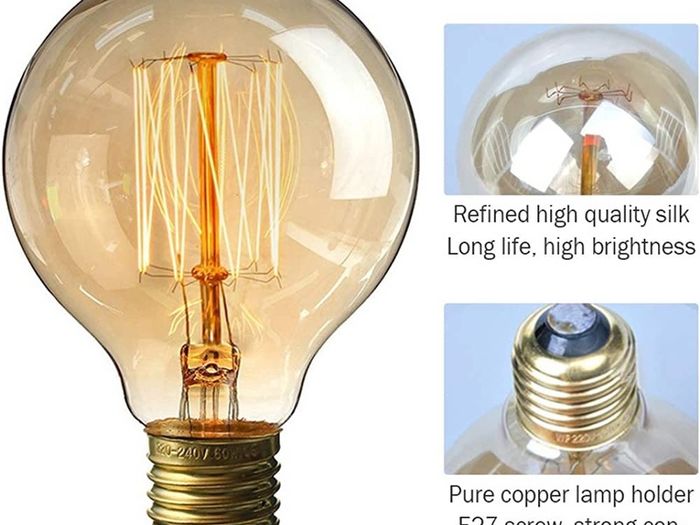 Vintage Edison Light Bulb, Dimmable Vintage Light Bulbs 40W E27 Screw Decorative Spiral Filament Bulbs Soft G80 220V Warm White Lights 6 Pack (FREE POSTAGE)