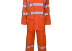 Hi Vis Orange Waterproof Professional Work Rain Suit - Jacket + Over Trousers X-Large Size