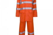 Hi Vis Orange Waterproof Professional Work Rain Suit - Jacket + Over Trousers X-Large Size