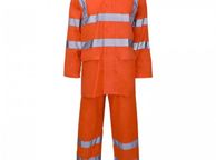 main image for ad Hi Vis Orange Waterproof Professional Work Rain Suit - Jacket + Over Trousers X-Large Size