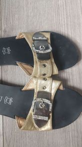Genuine leather sandals with rhinestones size 35
