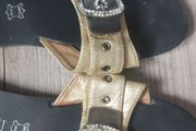 Genuine leather sandals with rhinestones size 35